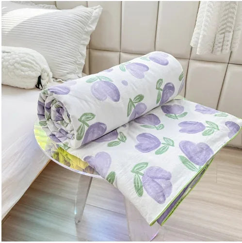 Double Layer Yarn Soybean Fiber Mother And Baby Grade Soft Glutinous Summer Cool Quilt