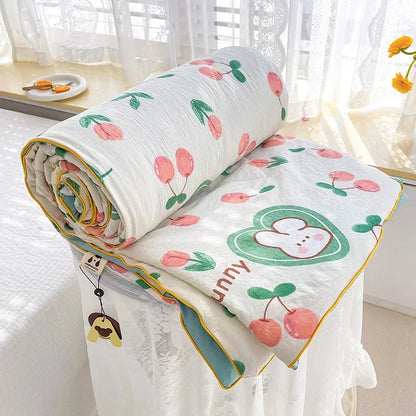 Double Layer Yarn Soybean Fiber Mother And Baby Grade Soft Glutinous Summer Cool Quilt